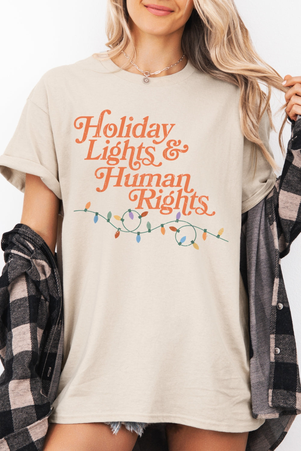 Holiday Lights And Human Rights Tee For Women