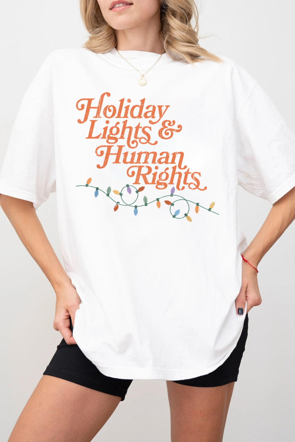 Holiday Lights And Human Rights Tee For Women