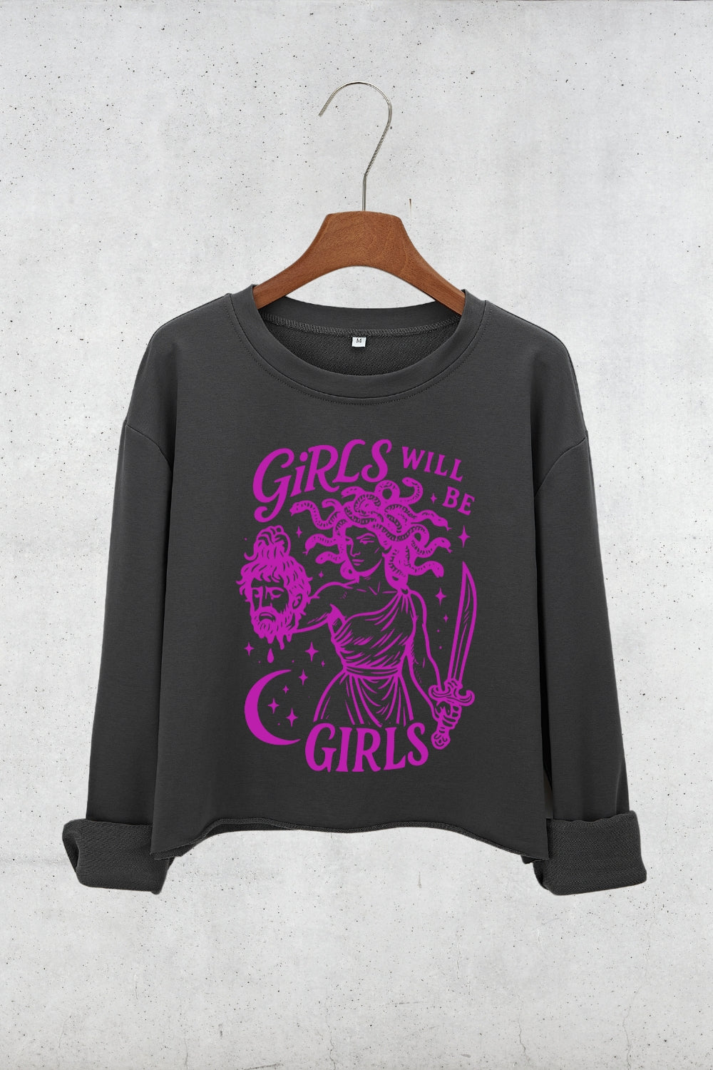 Girls Will Be Girls Medusa Feminist Crop Sweatshirt For Women