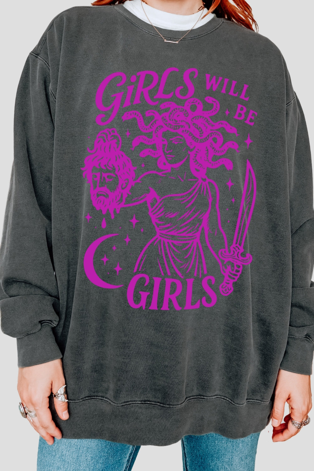Girls Will Be Girls Medusa Feminist Sweatshirt For Women