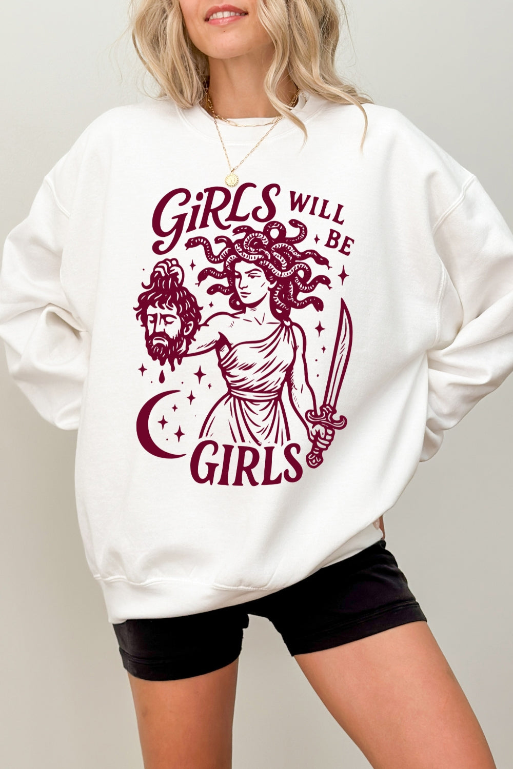 Girls Will Be Girls Medusa Feminist Sweatshirt For Women