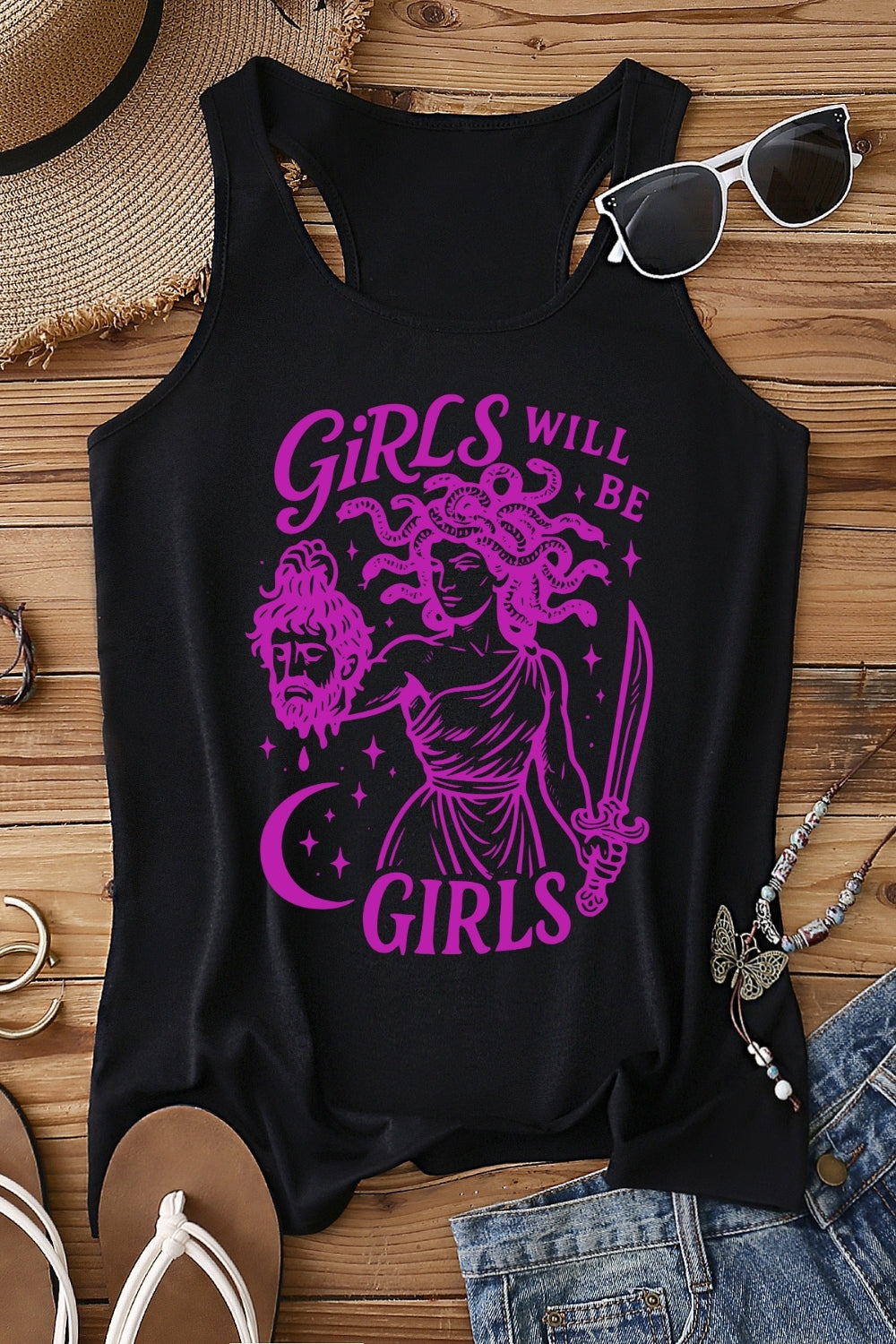 Girls Will Be Girls Medusa Feminist Tank Top For Women