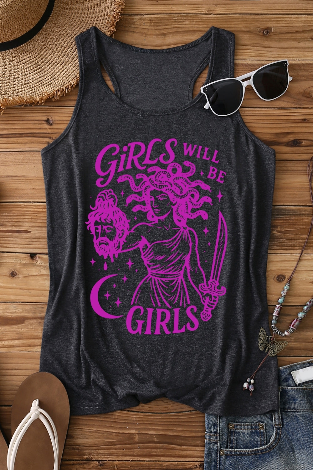 Girls Will Be Girls Medusa Feminist Tank Top For Women
