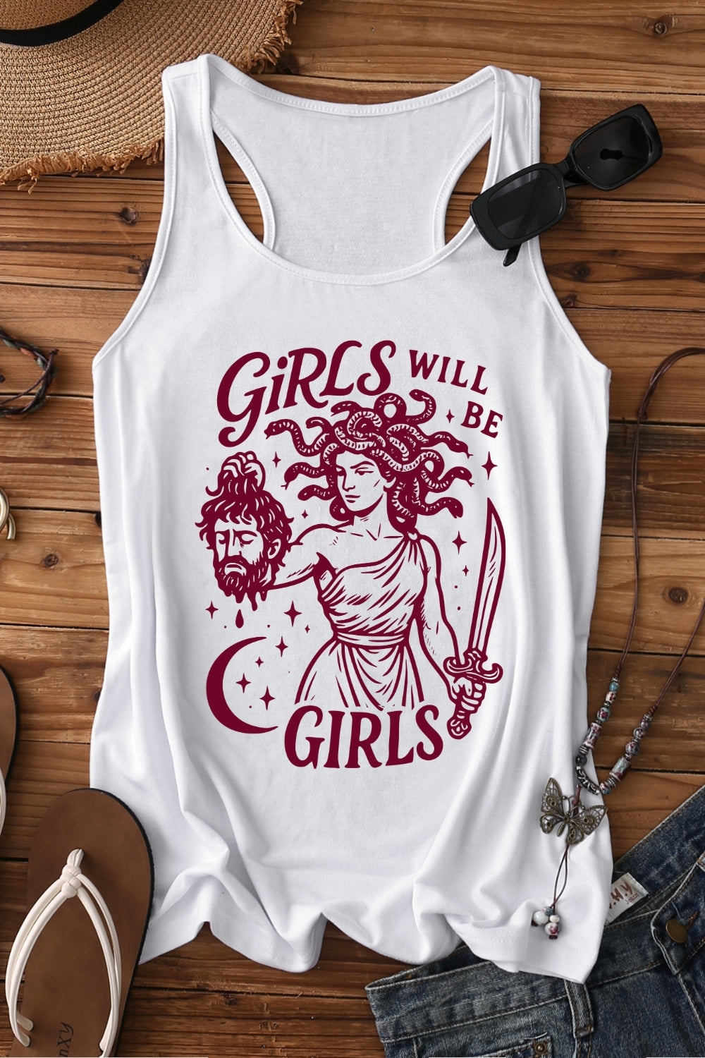 Girls Will Be Girls Medusa Feminist Tank Top For Women