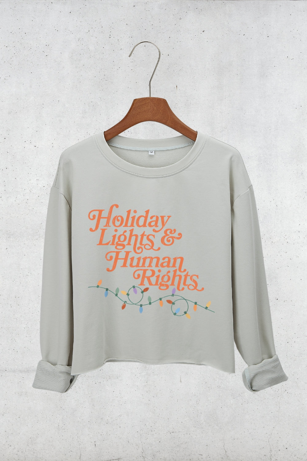 Holiday Lights And Human Rights Crop Sweatshirt For Women