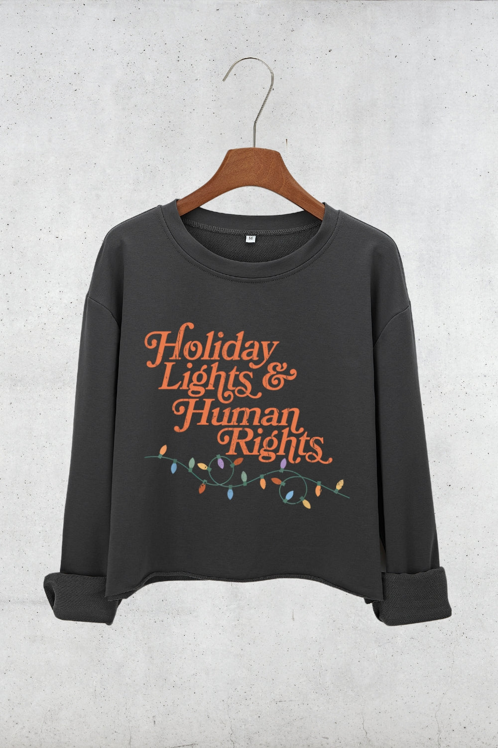 Holiday Lights And Human Rights Crop Sweatshirt For Women