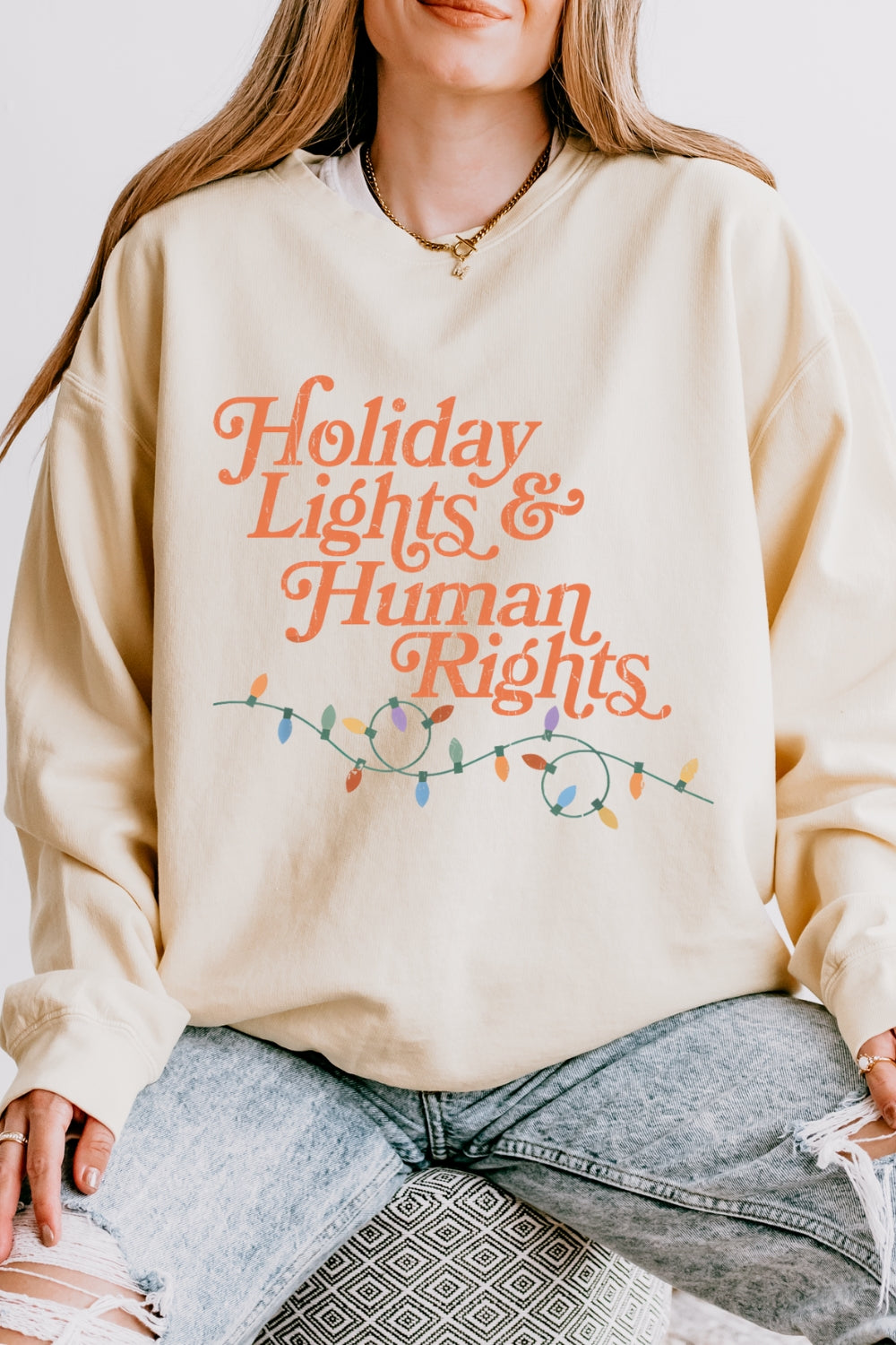 Holiday Lights And Human Rights Sweatshirt For Women
