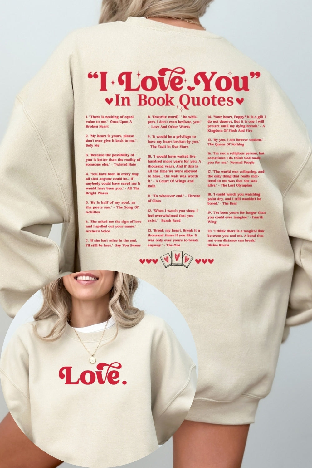 Different Ways Say I Love You In Book Quotes Sweatshirt For Women
