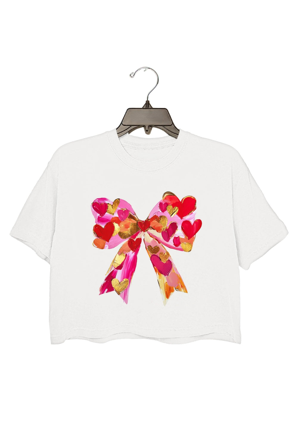 Valentines Day Hand-drawn Coquette Bow Crop Top For Women