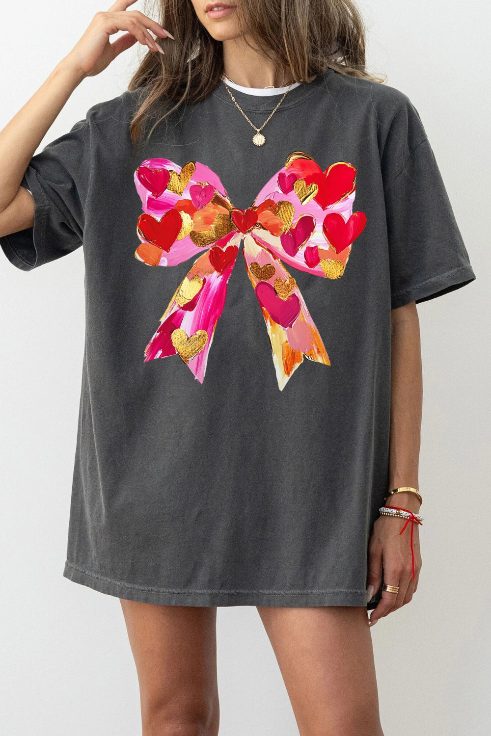Valentines Day Hand-drawn Coquette Bow Tee For Women