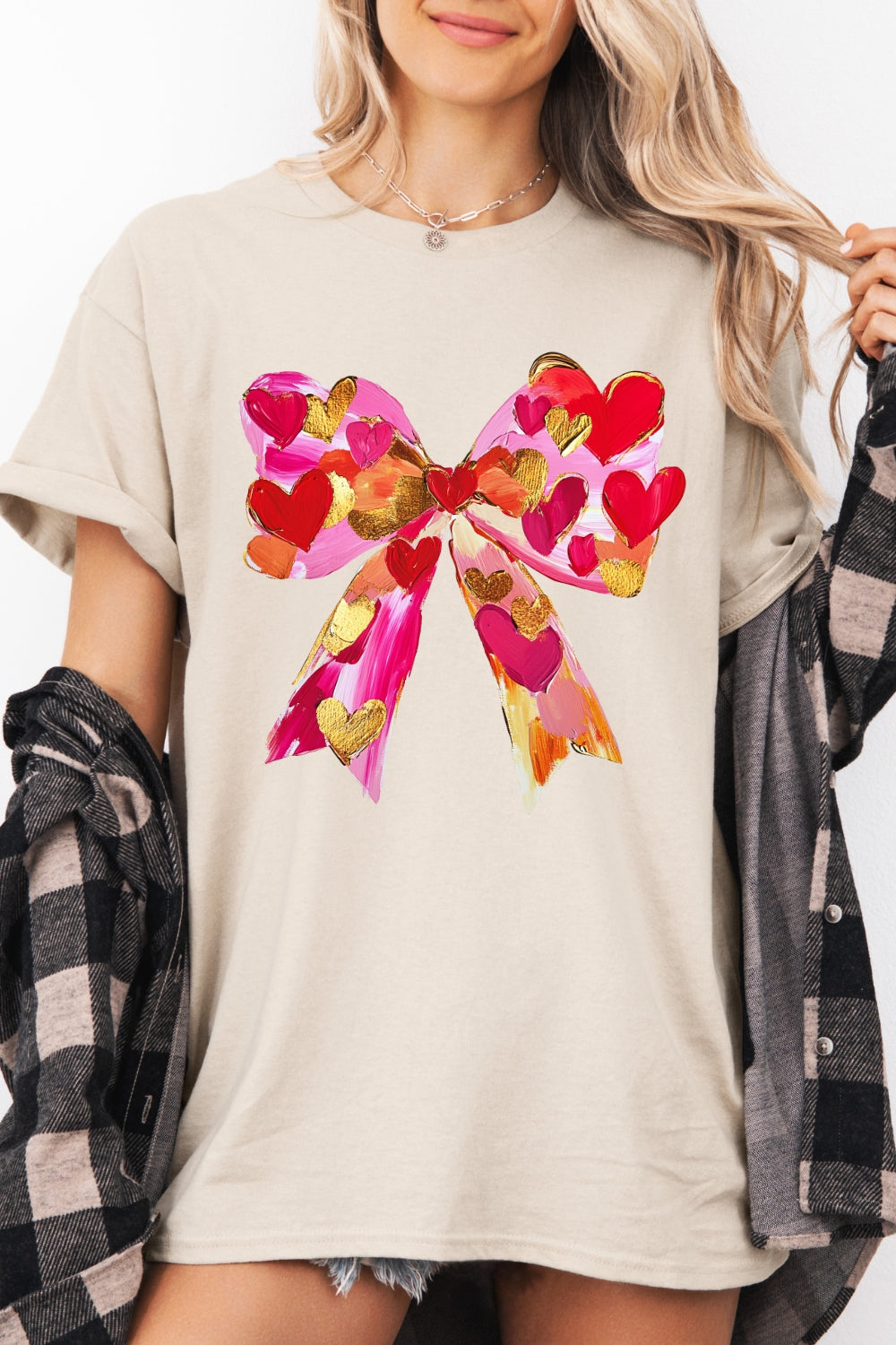 Valentines Day Hand-drawn Coquette Bow Tee For Women