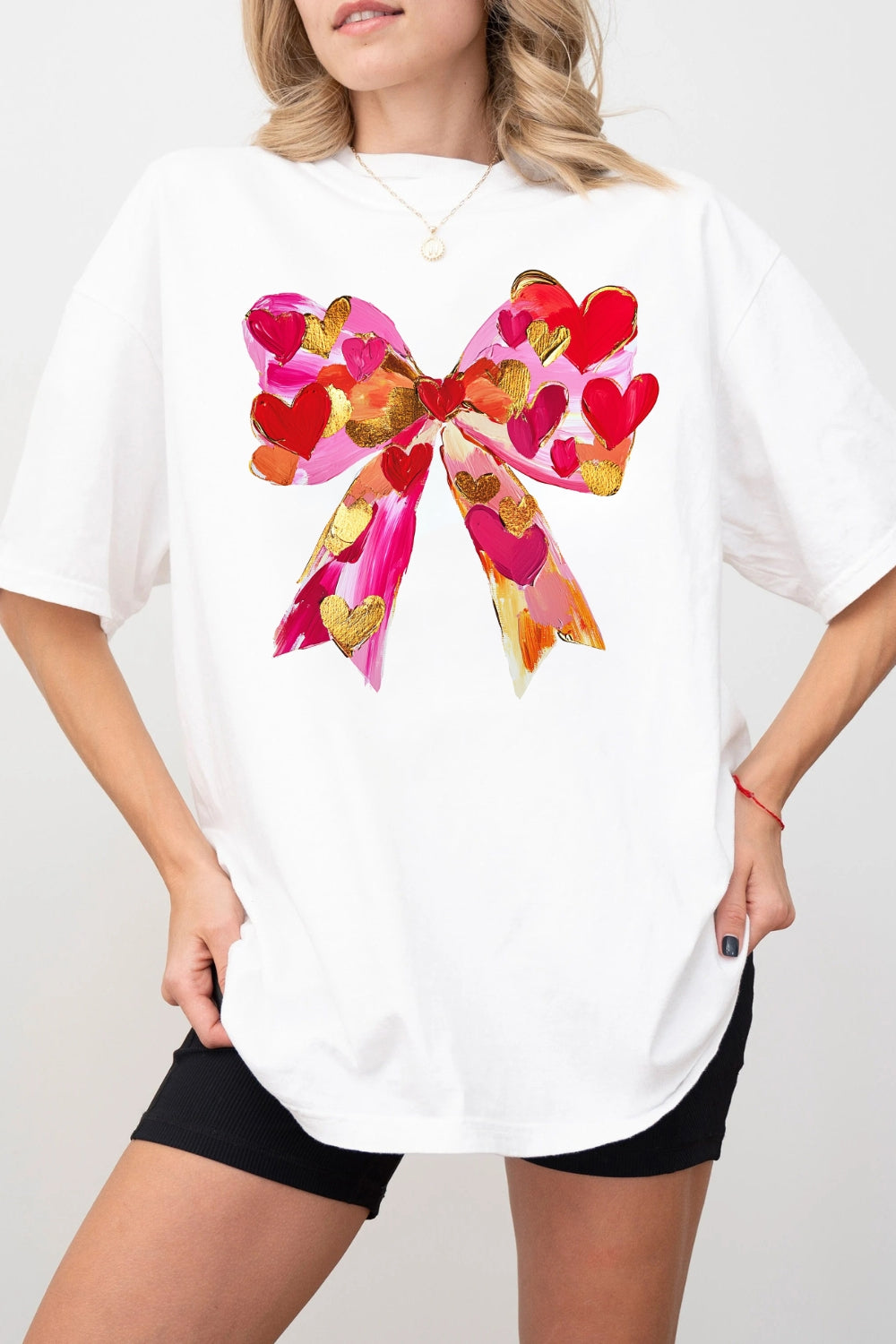 Valentines Day Hand-drawn Coquette Bow Tee For Women