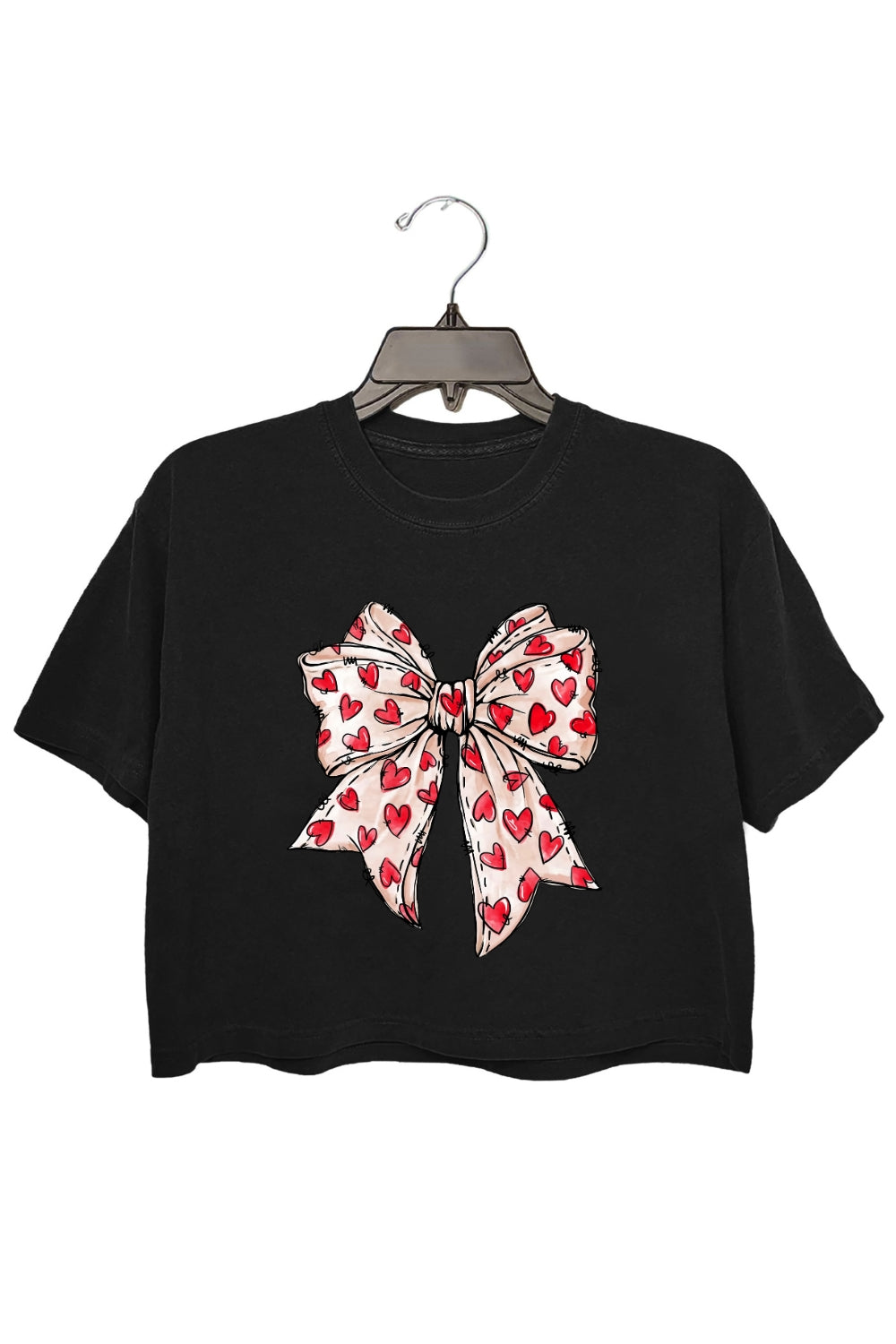 Retro Heart Valentine's Day Coquette Bow Crop Top For Women