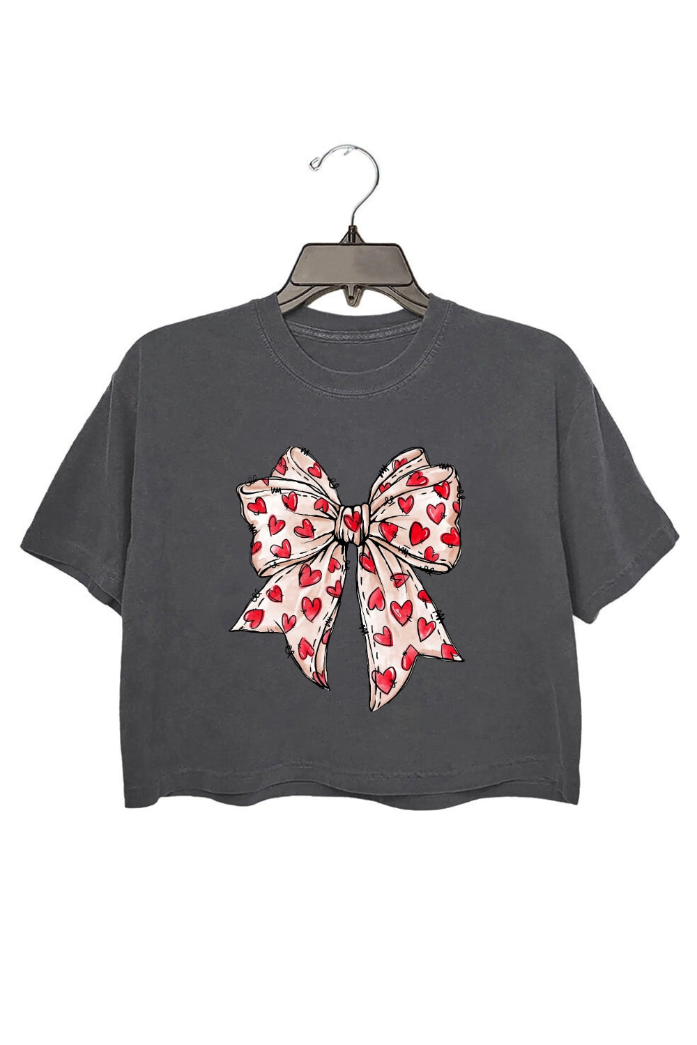 Retro Heart Valentine's Day Coquette Bow Crop Top For Women