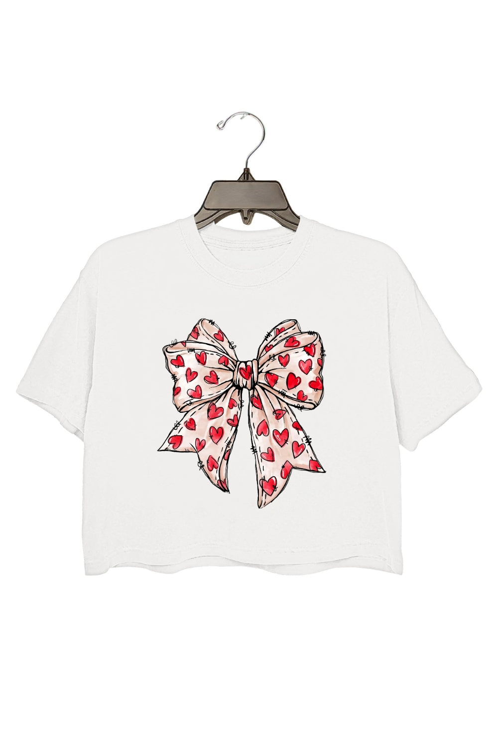 Retro Heart Valentine's Day Coquette Bow Crop Top For Women