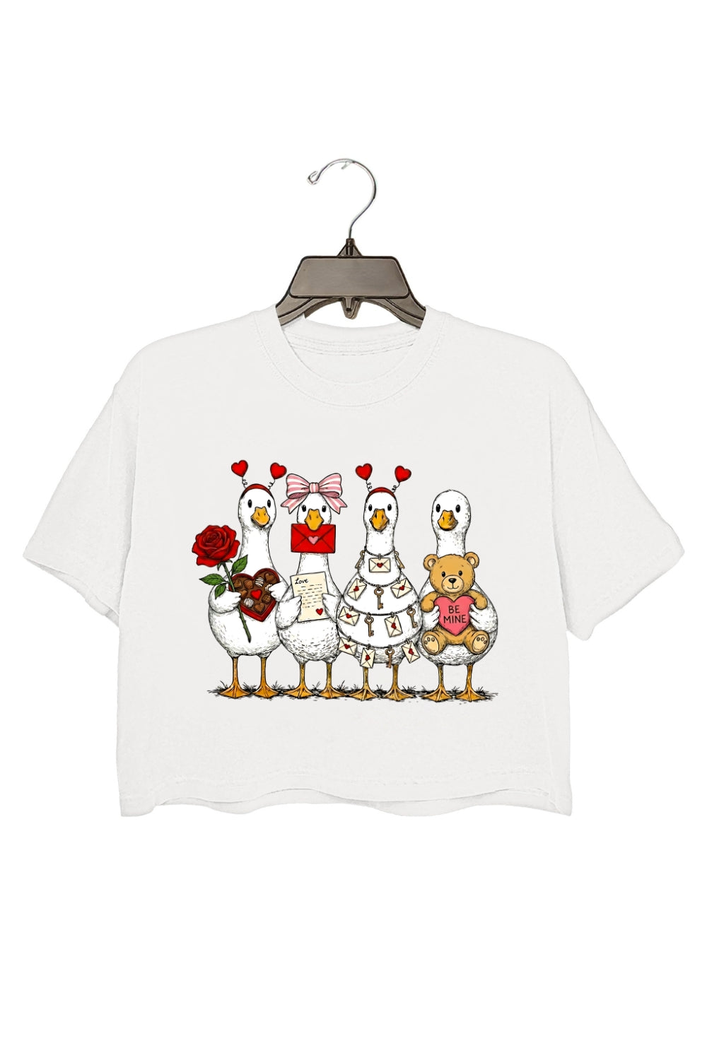 Valentine Cute Goose Coquette Crop Top For Women