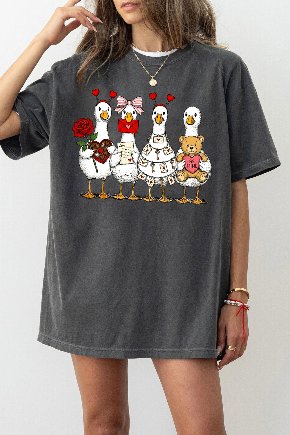 Valentine Cute Goose Coquette Tee For Women