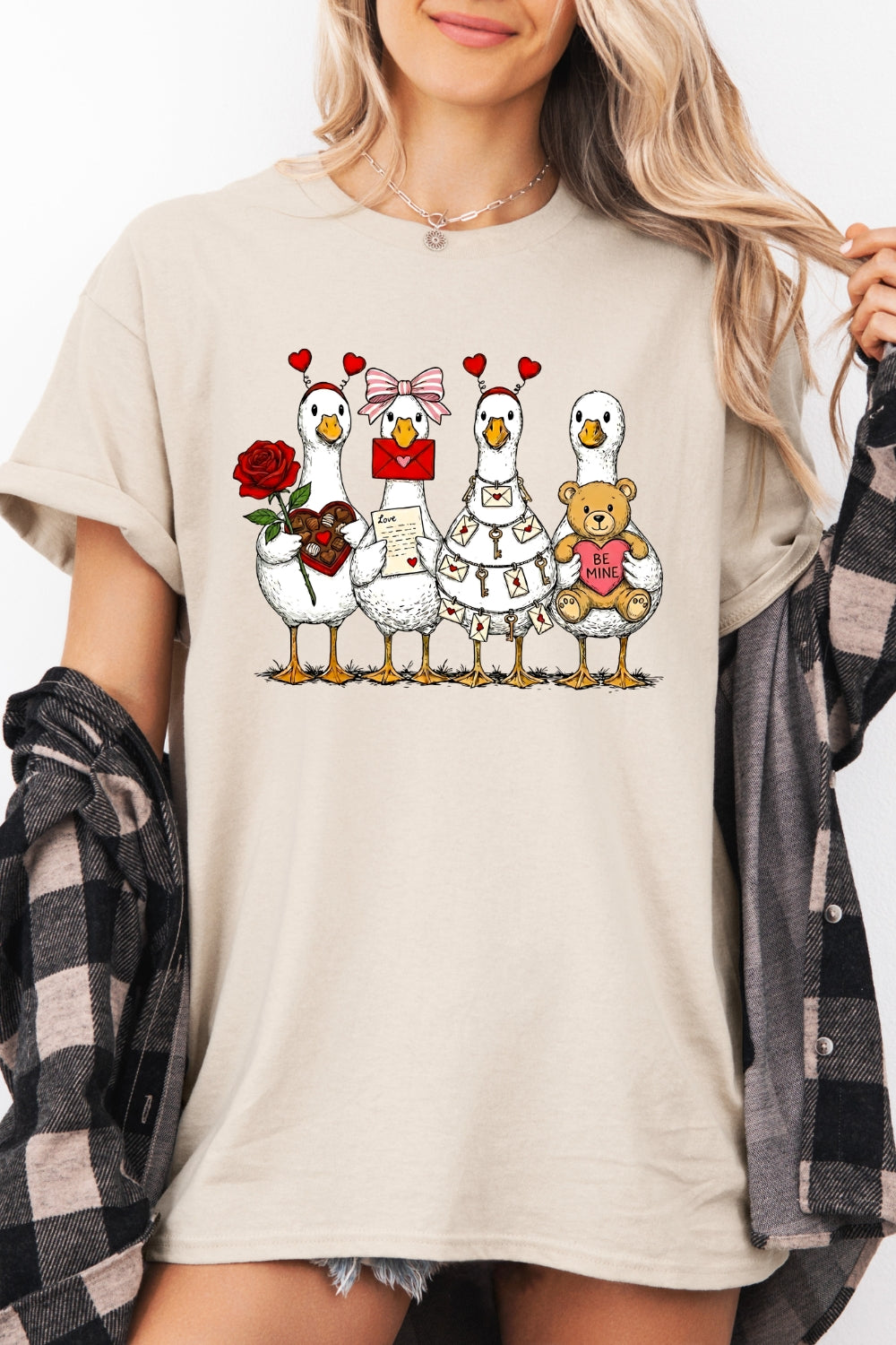 Valentine Cute Goose Coquette Tee For Women
