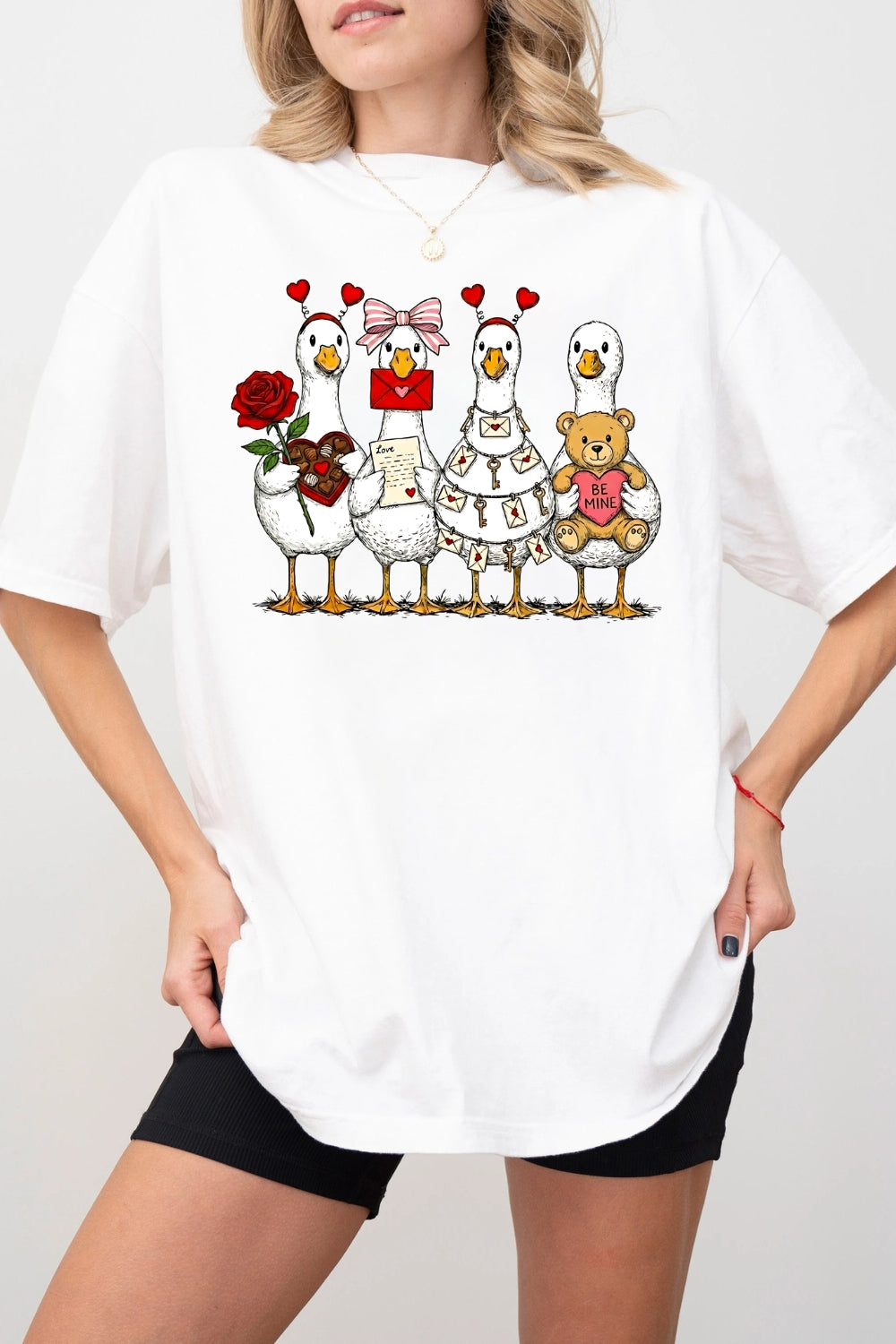 Valentine Cute Goose Coquette Tee For Women