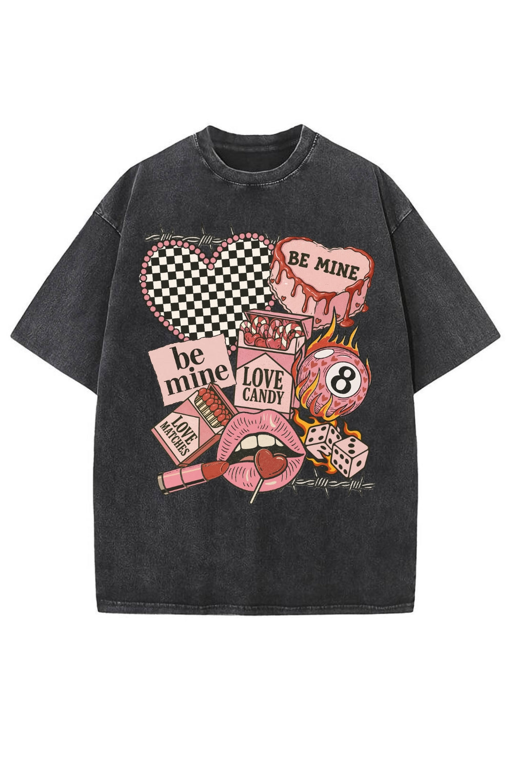 Retro Western Valentines Collage Clipart Vintage Washed Tee