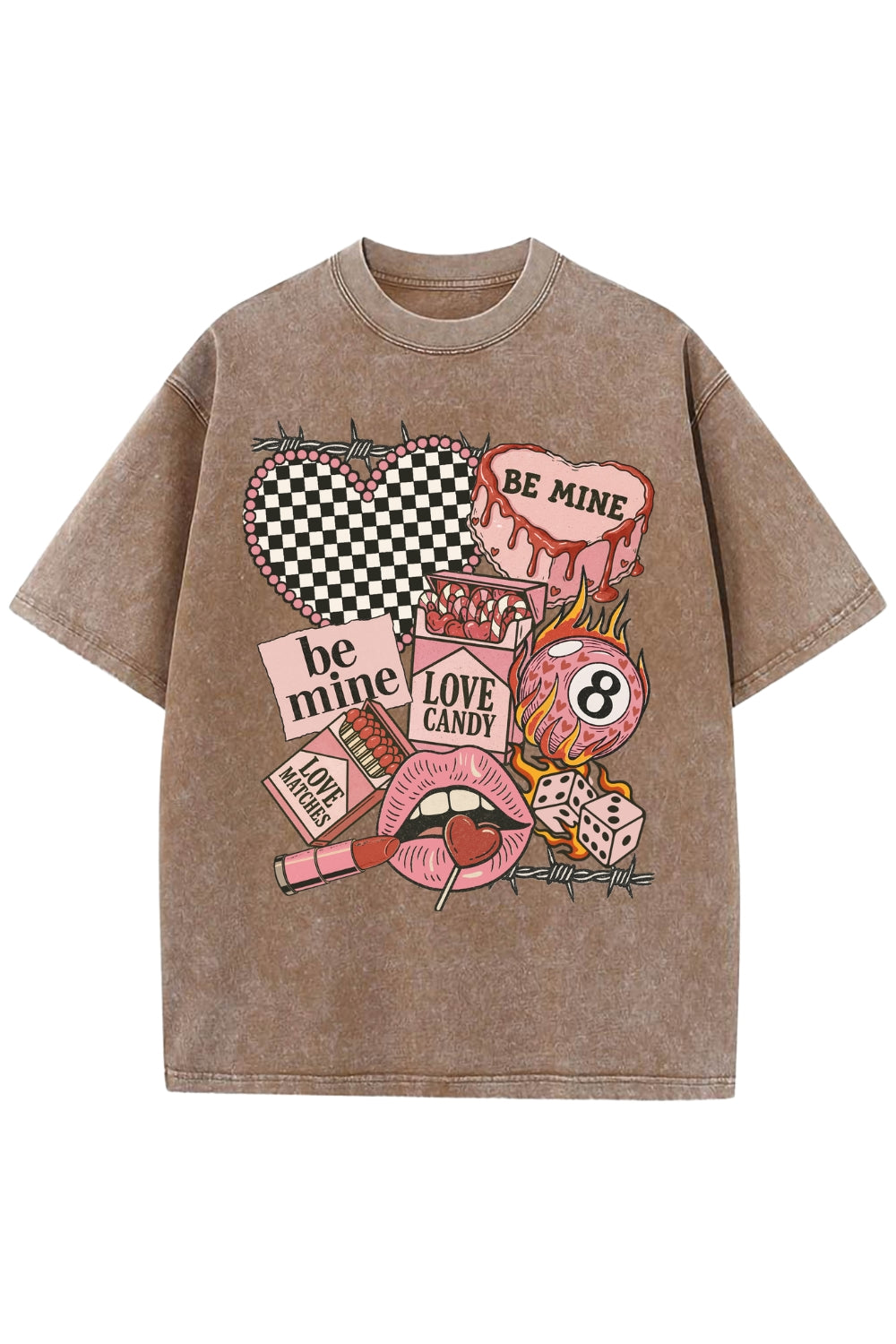 Retro Western Valentines Collage Clipart Vintage Washed Tee