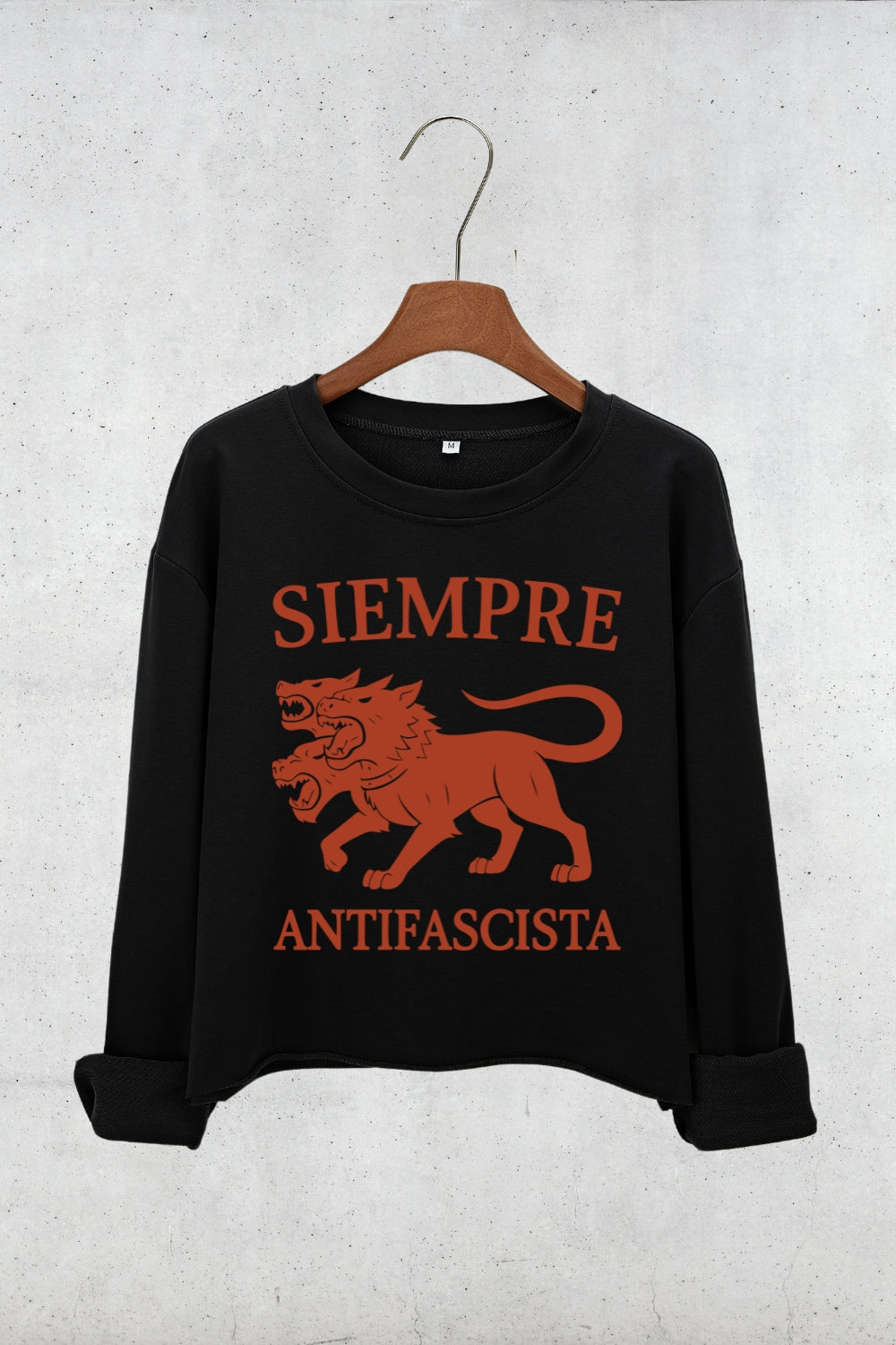 Siempre Antifascista Anti Fascism Crop Sweatshirt For Women