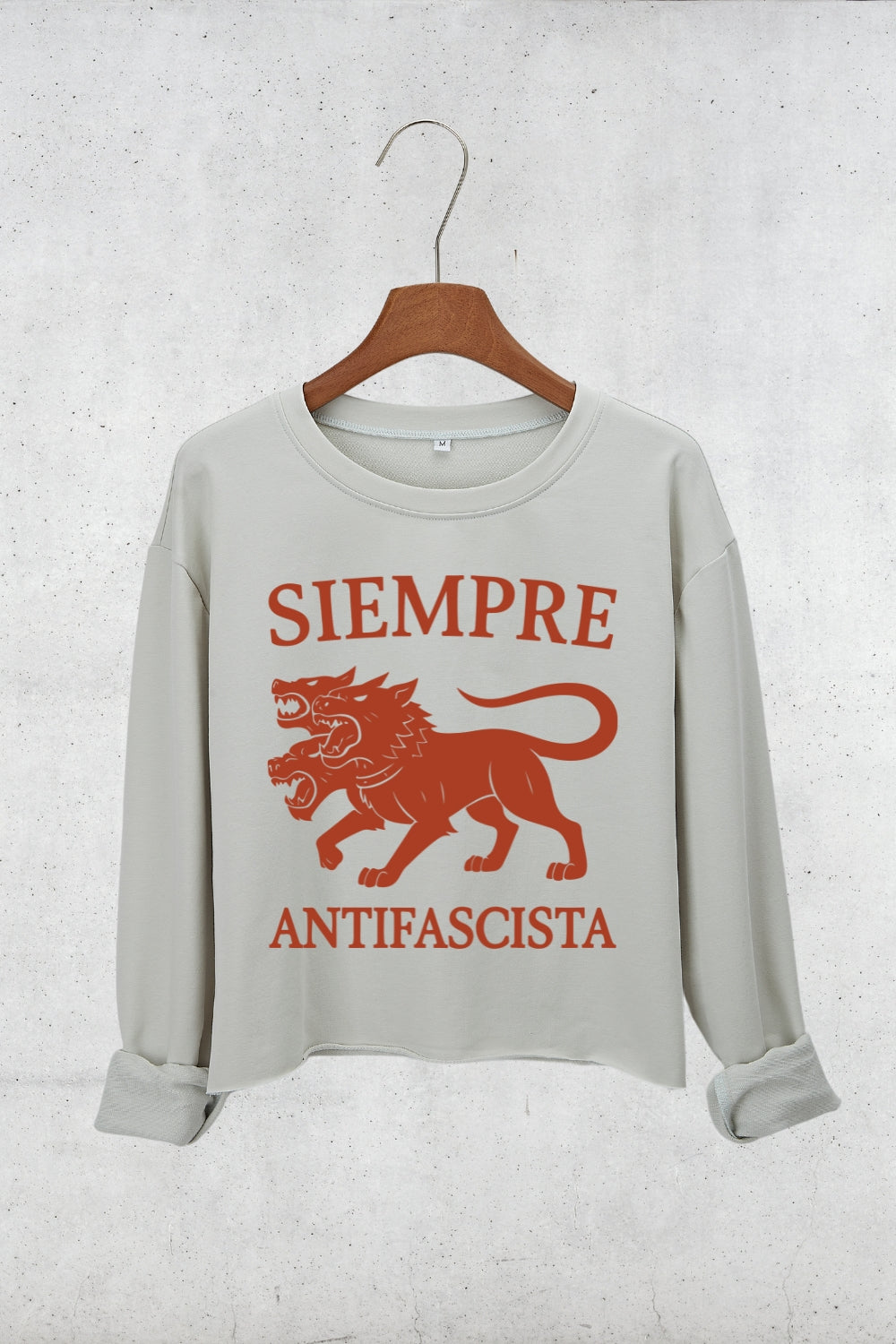 Siempre Antifascista Anti Fascism Crop Sweatshirt For Women