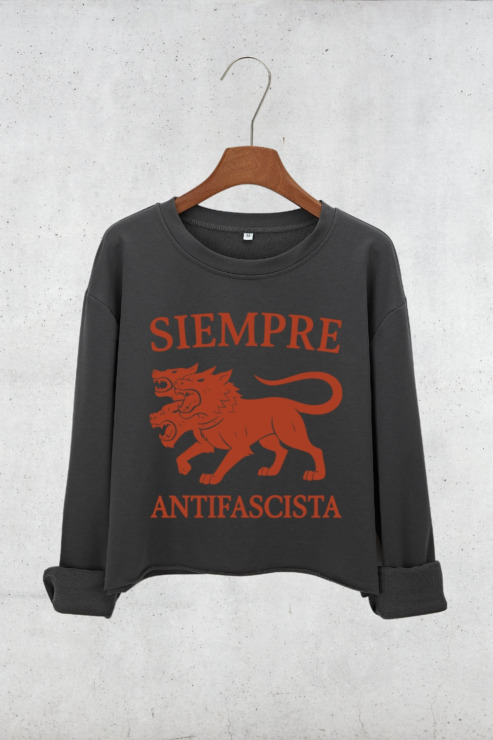 Siempre Antifascista Anti Fascism Crop Sweatshirt For Women