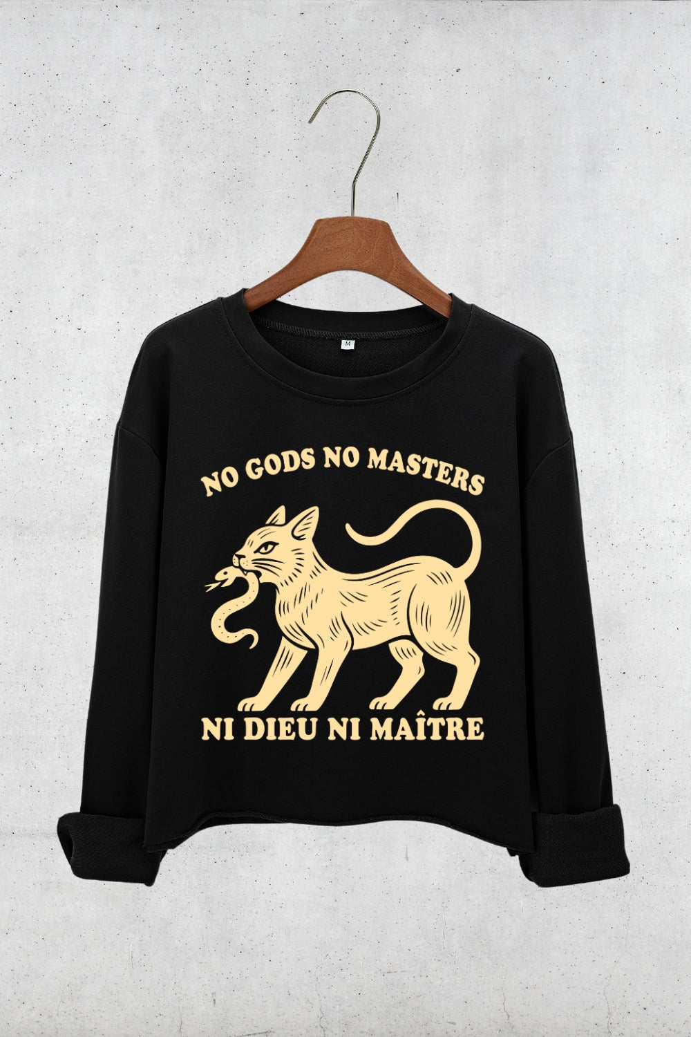 No Gods No Masters Cat Crop Sweatshirt For Women