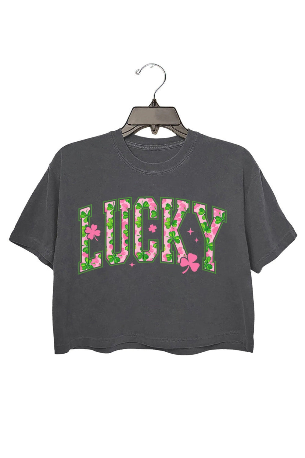 Pink Shamrock Lucky St Patrick's Day Crop Top For Women