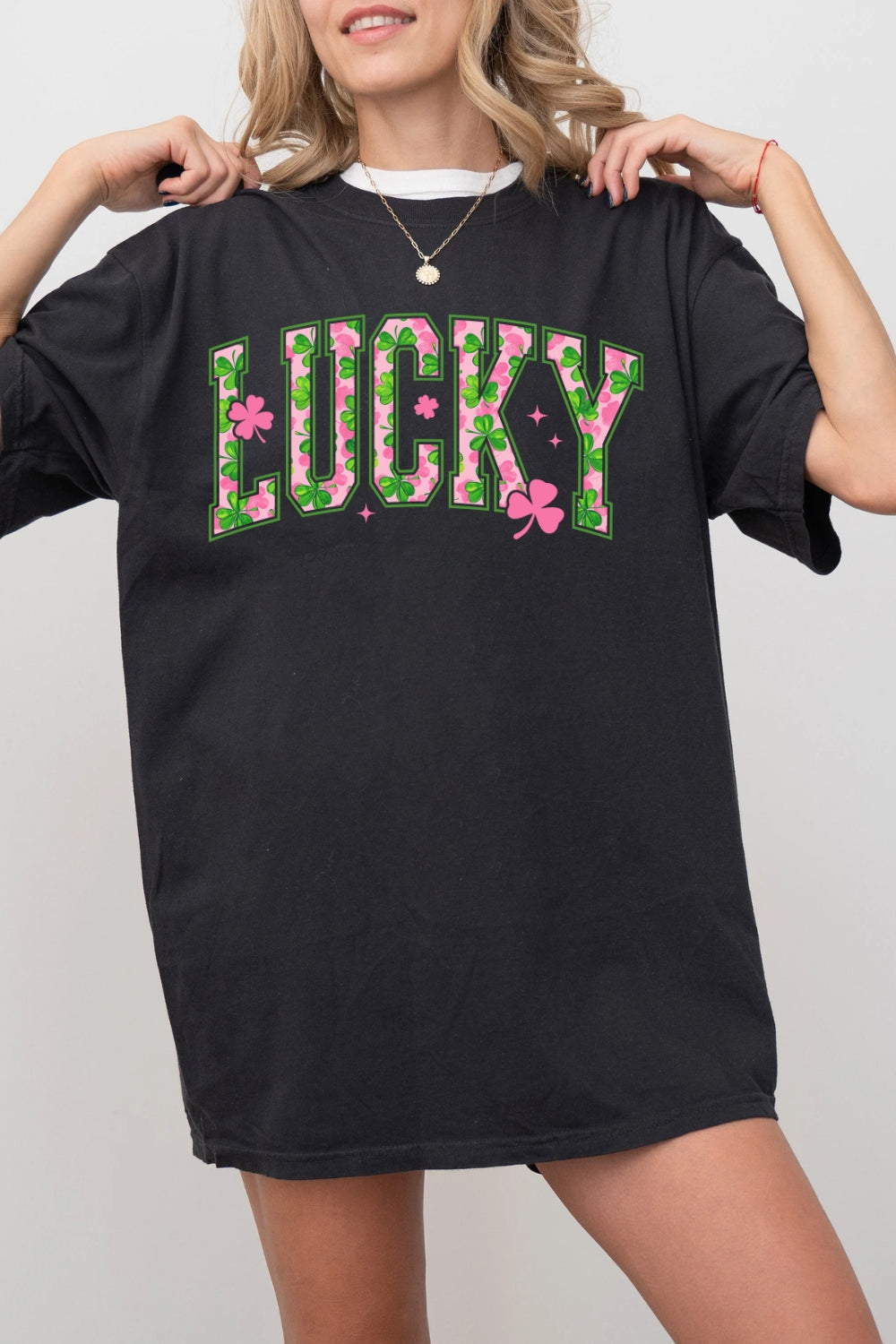 Pink Shamrock Lucky St Patrick's Day Tee For Women