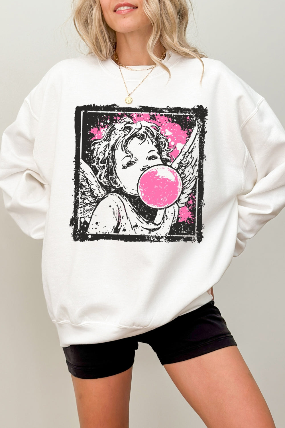 Preppy Cupid Blowing Bubble Vday Sweatshirt For Women