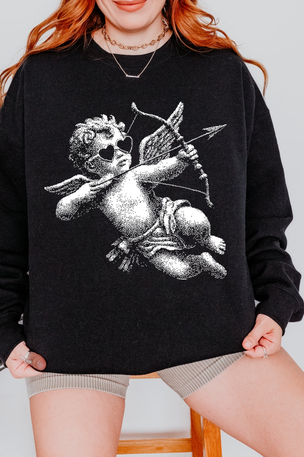 Halftone Cupid Trendy Valentine Sweatshirt For Women