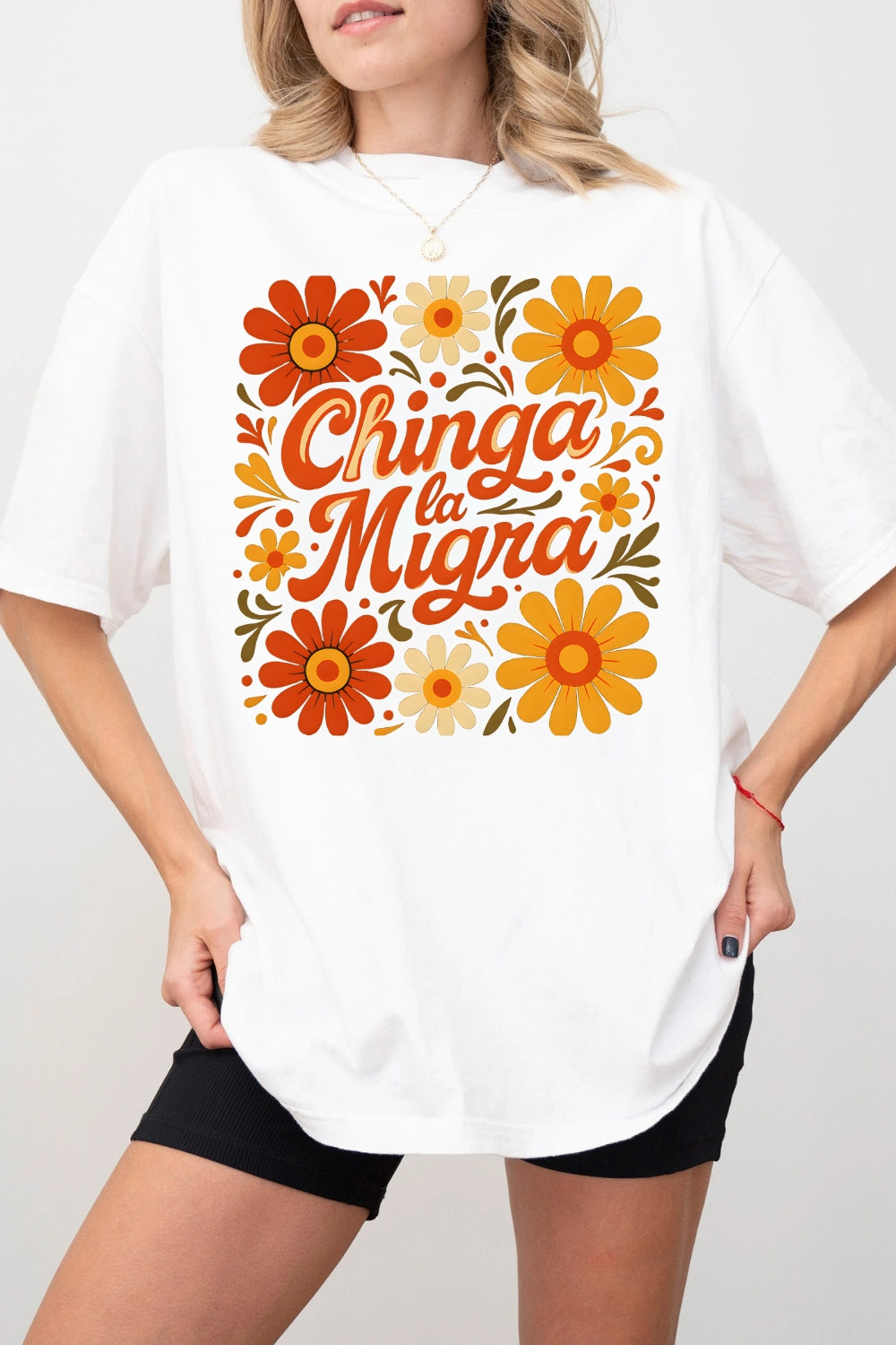 Retro Floral Spanish Phrase Tee For Women
