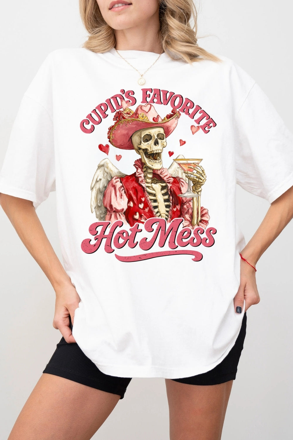 Cupid's Favorite Hot Mess Skull Tee For Women