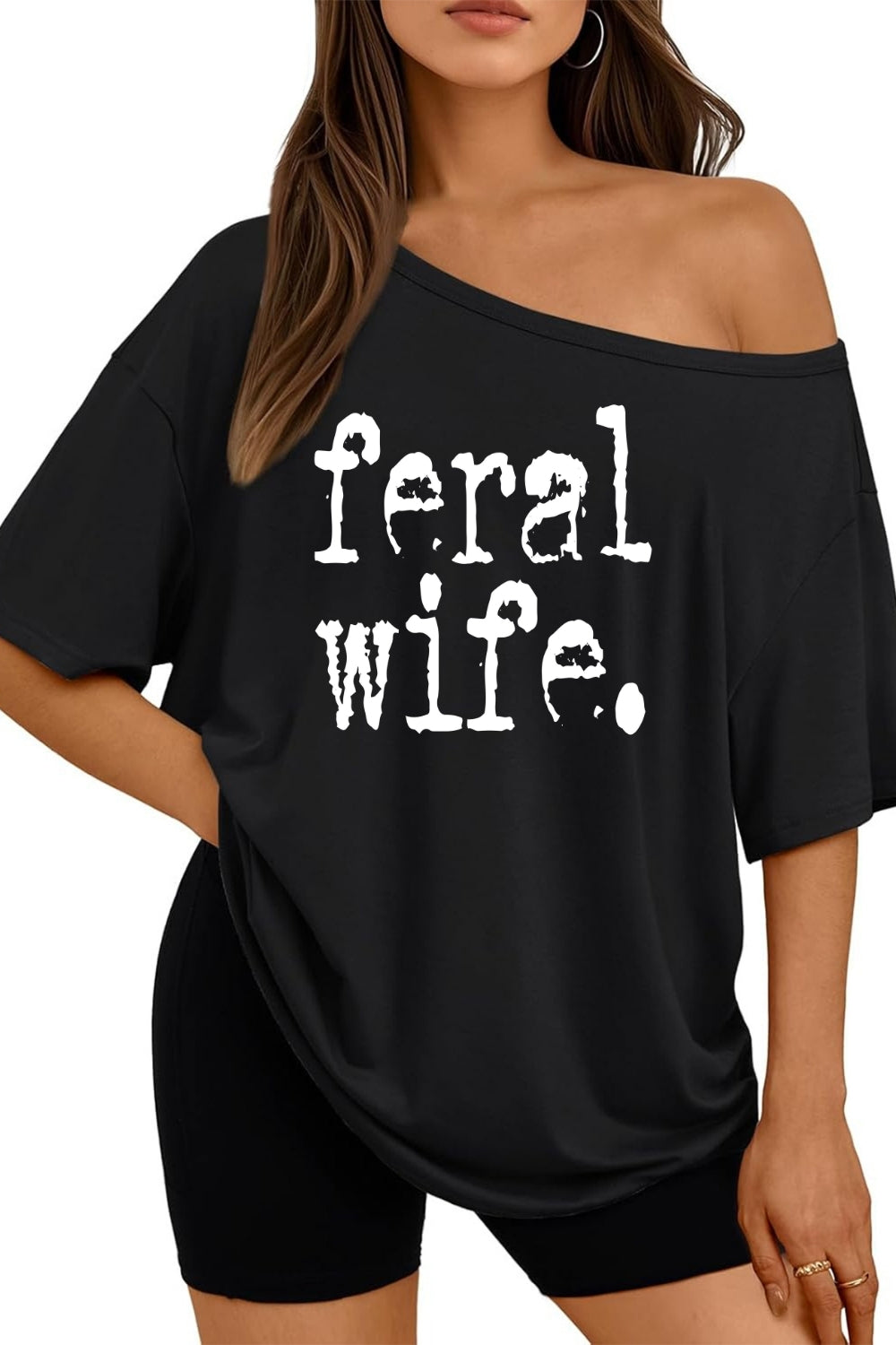 Retro Feral Wife Off The Shoulder Tee For Women