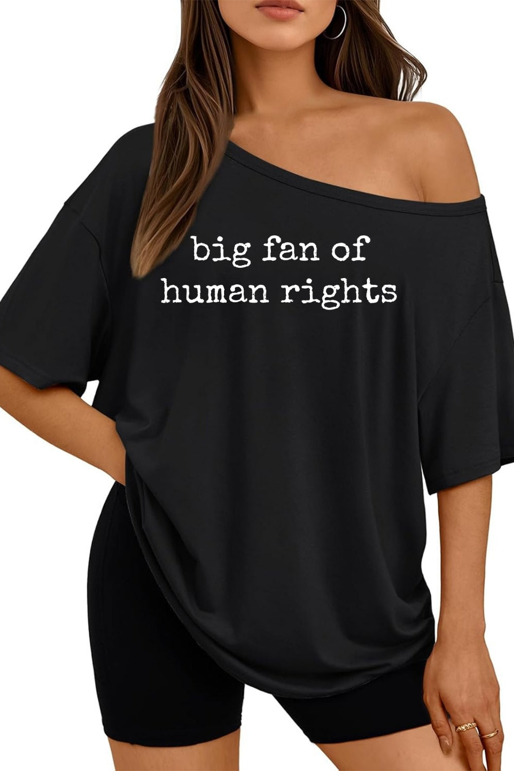 Big Fan Of Human Rights Off The Shoulder Tee For Women