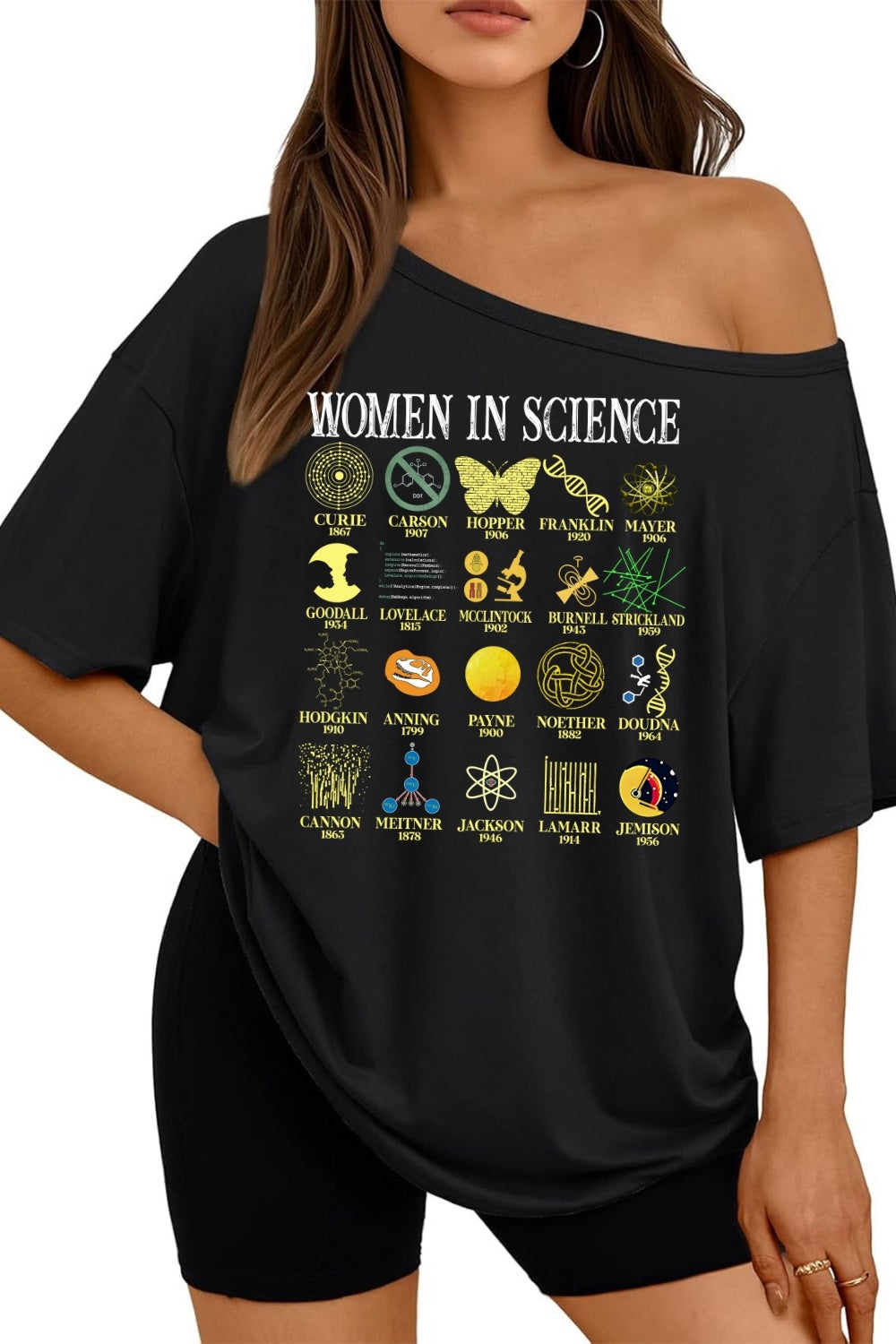 Retro Women in Science Off The Shoulder Tee For Women