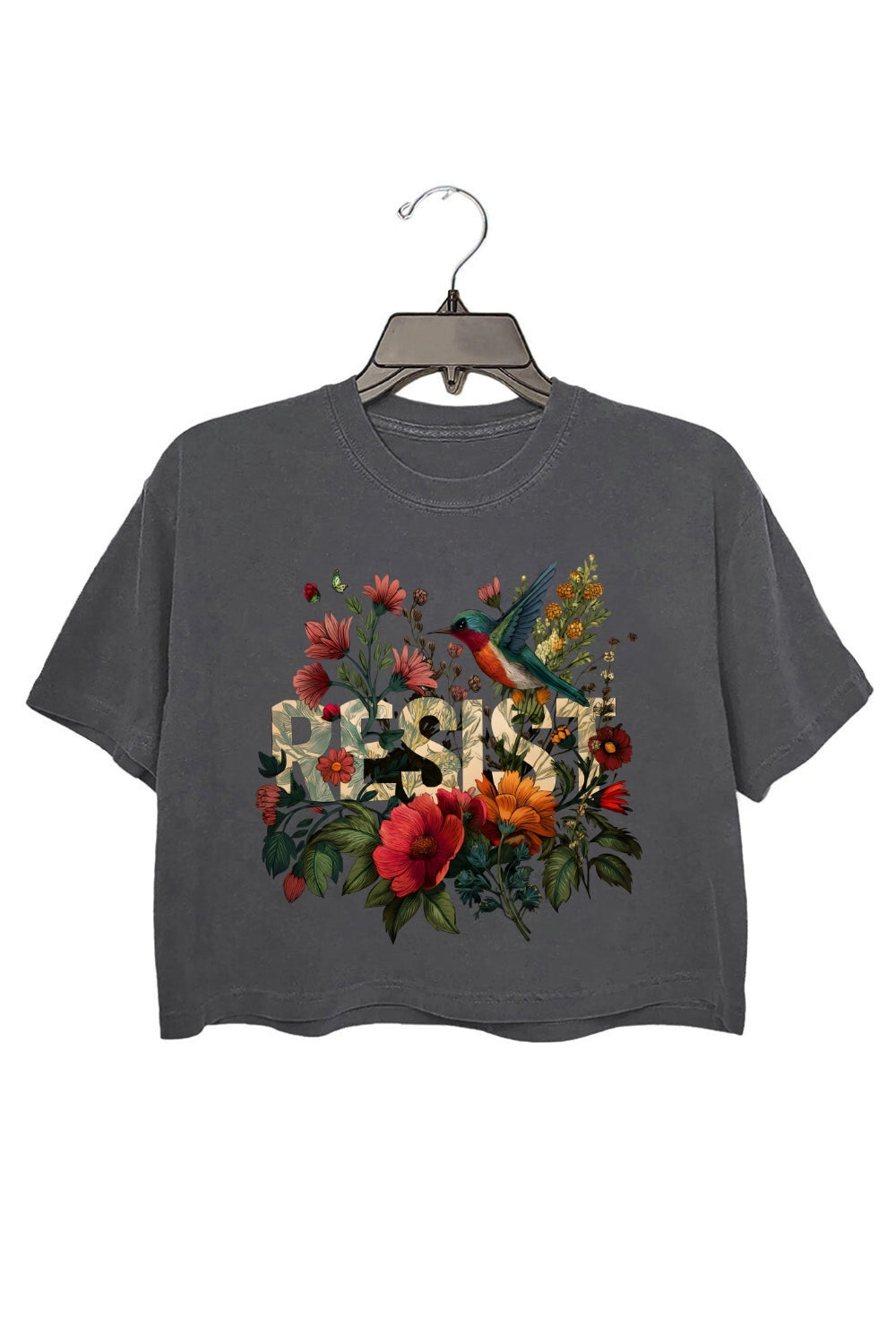 Retro Resist Bird Floral Crop Top For Women