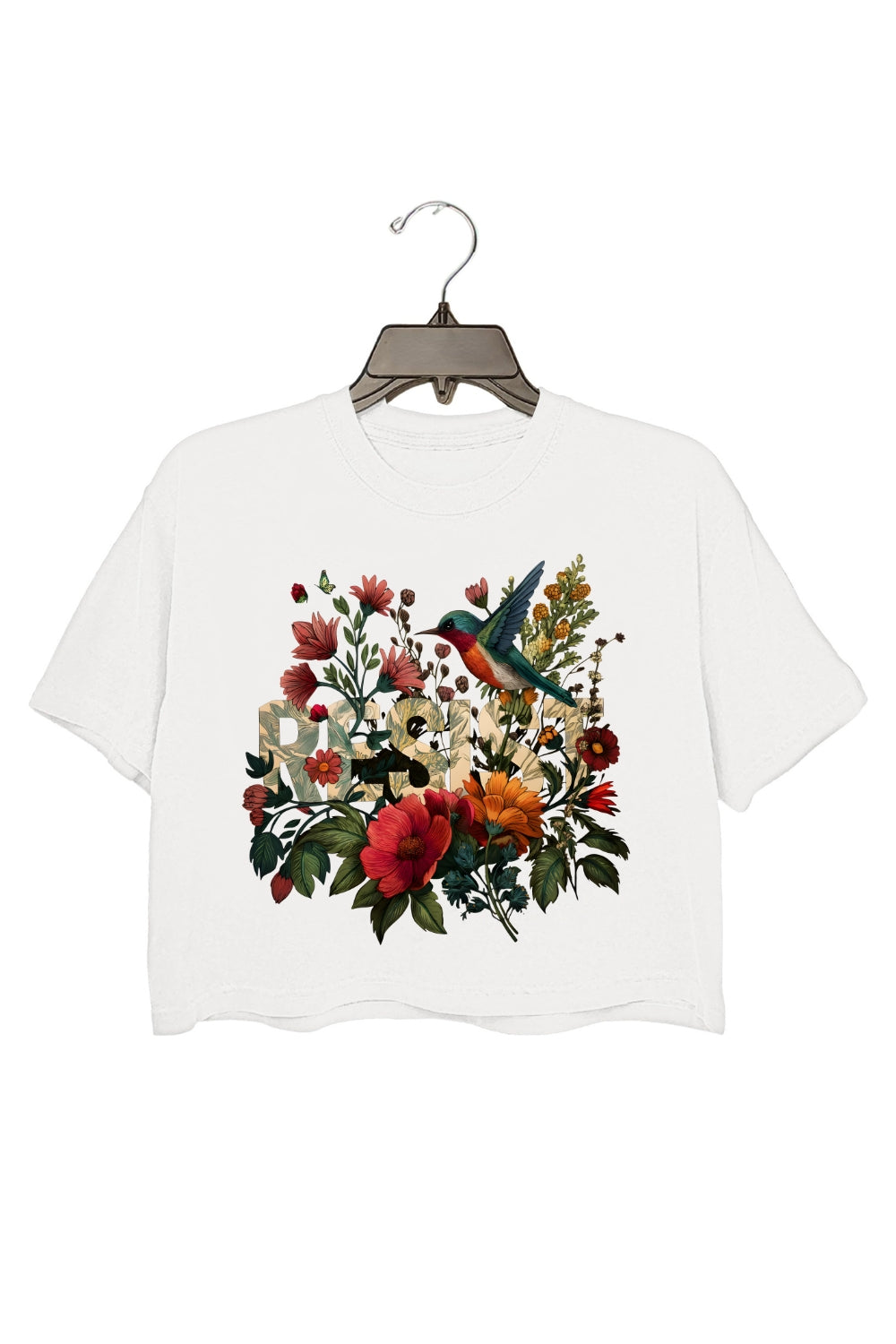 Retro Resist Bird Floral Crop Top For Women
