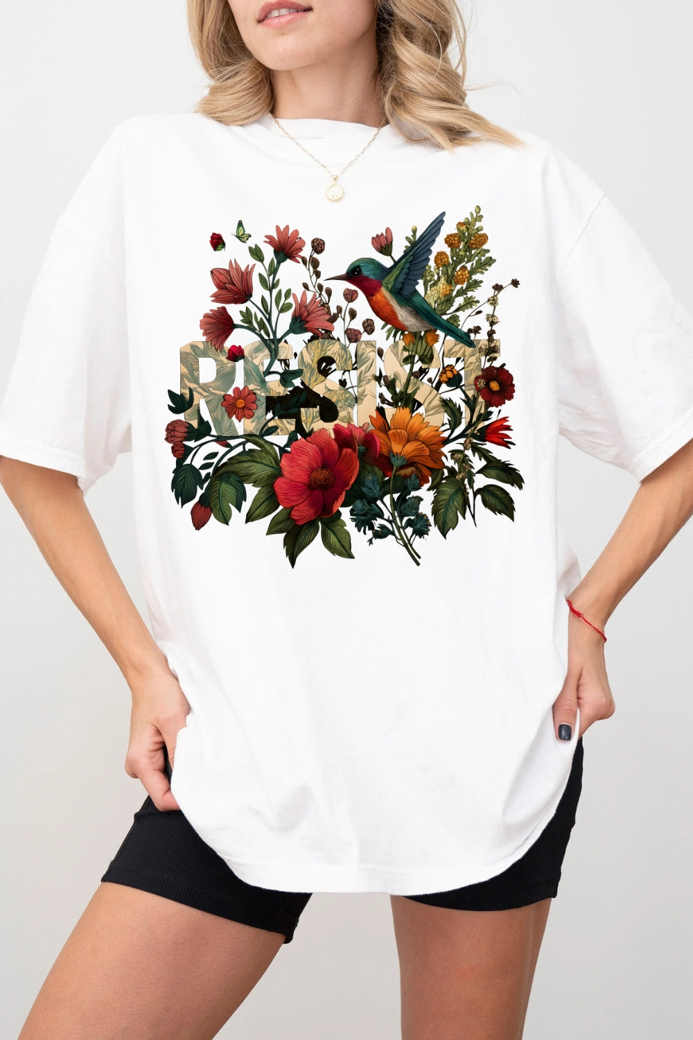 Retro Resist Bird Floral Tee For Women