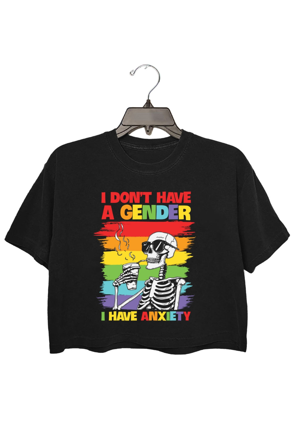 I Don't Have A Gender I Have Anxiety Funny Crop Top For Women