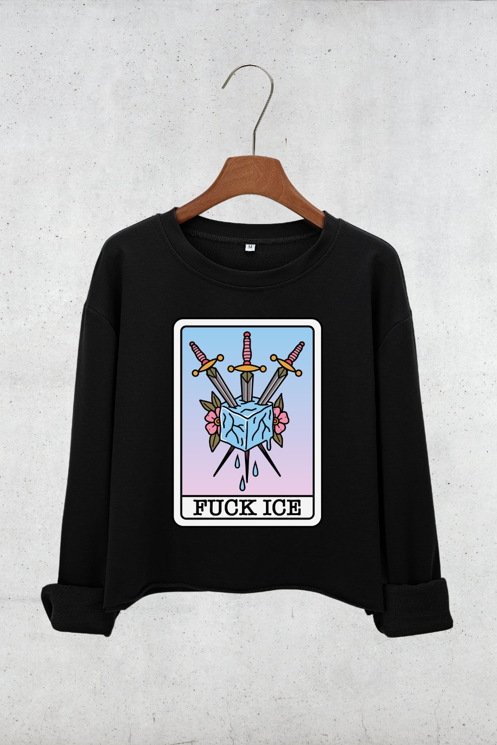 F*ck Ice Tarot Card Crop Sweatshirt For Women