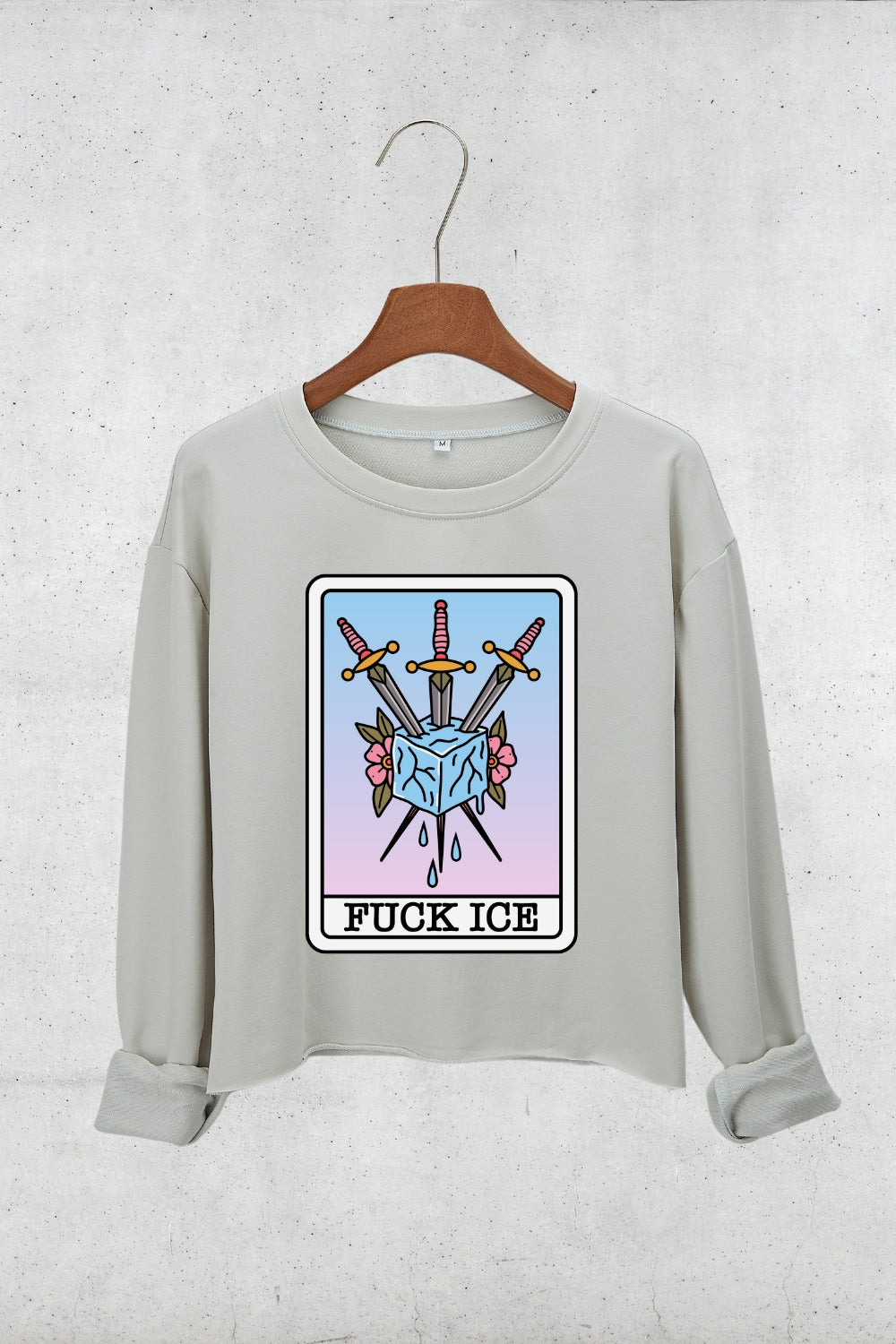 F*ck Ice Tarot Card Crop Sweatshirt For Women