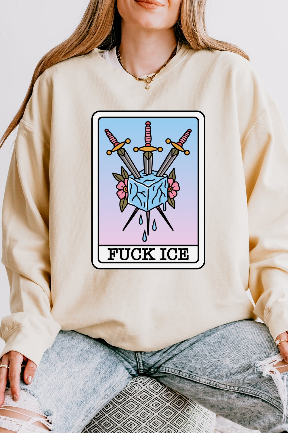 F*ck Ice Tarot Card Sweatshirt For Women