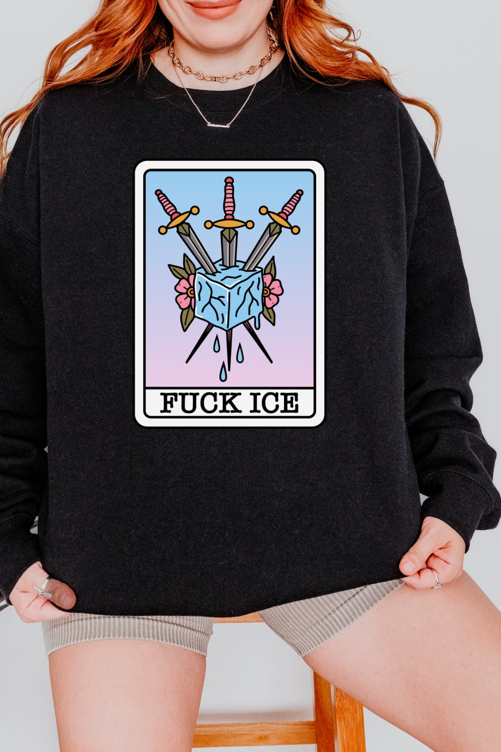 F*ck Ice Tarot Card Sweatshirt For Women