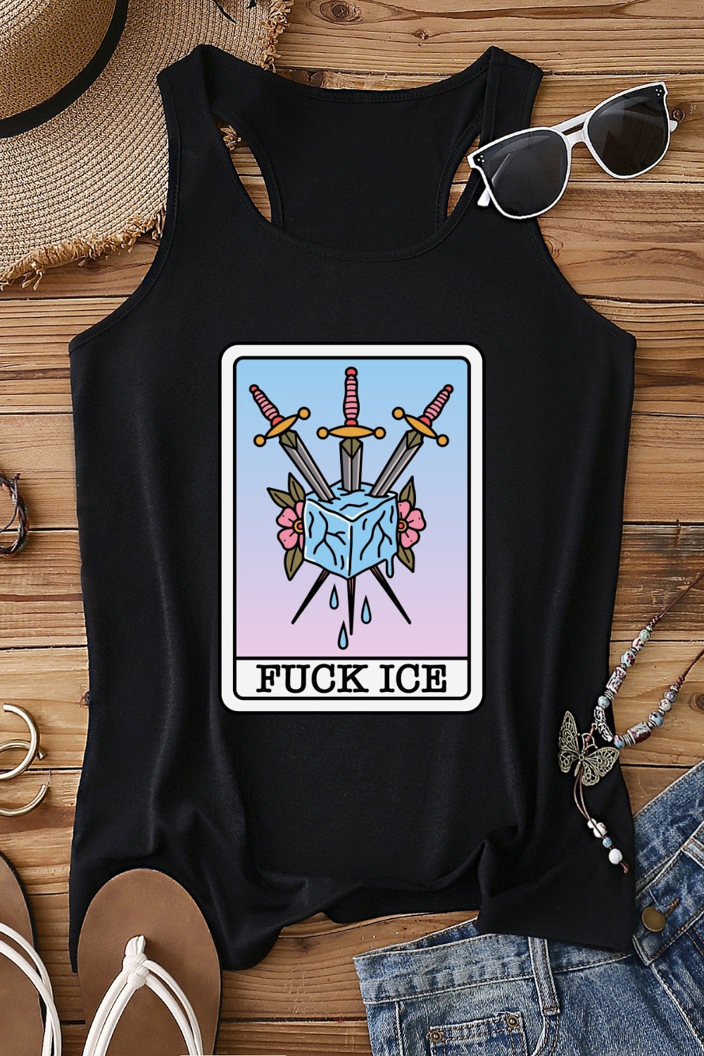 F*ck Ice Tarot Card Tank Top For Women