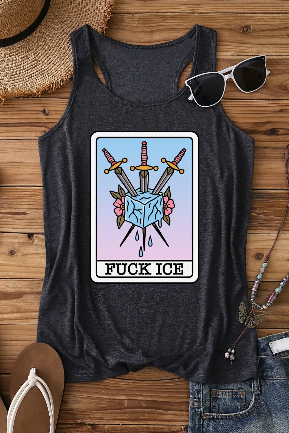 F*ck Ice Tarot Card Tank Top For Women