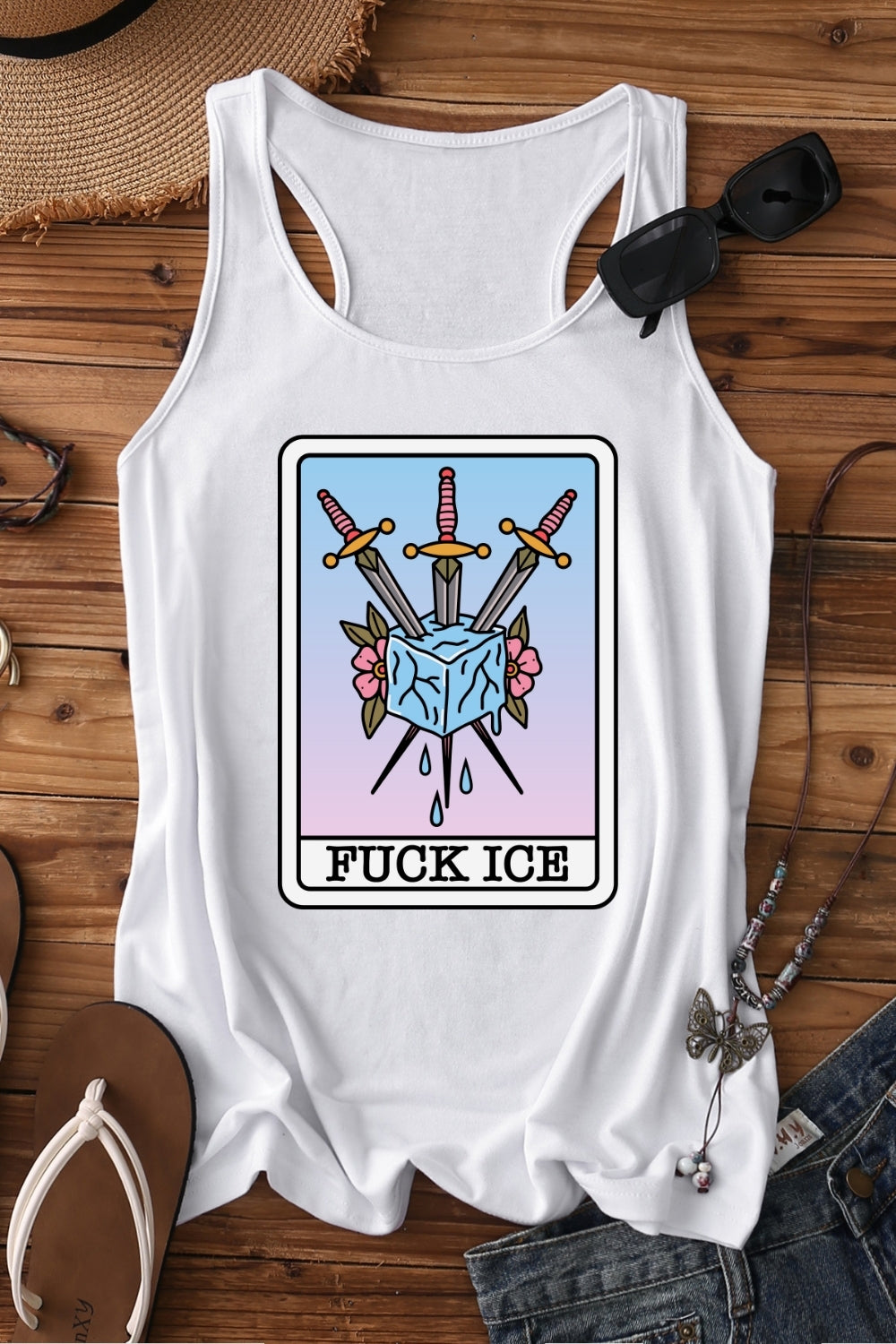 F*ck Ice Tarot Card Tank Top For Women