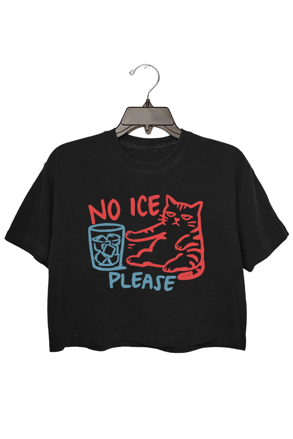 No Ice Please Cat Crop Tee For Women